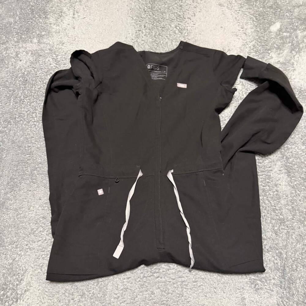 FIGS Rafaela Scrub Jumpsuit Women XS Black Short Sleeve Romper